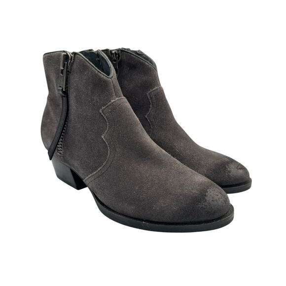Bussola Alameda Gray Suede Leather Ankle Zip Up Western Booties Ankle Boots - Picture 4 of 13